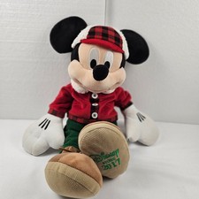 Disney Store Mickey Mouse Plush Holiday Outfit Plaid Hat Embroidered 2017