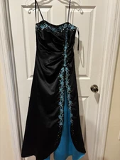 Blondie Nites Dress Blue/blackSize 5 Junior Ball/prom Gown Glitter Corset.