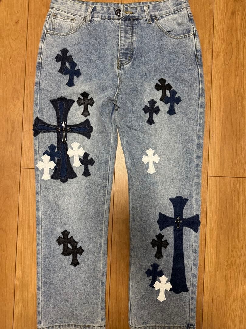 Chrome Hearts Cross Patch Denim Jeans Blue Size 36 New Unused Rare