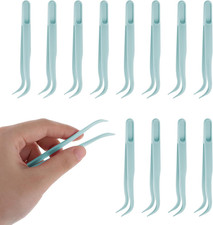 12Pc Plastic Tweezers, 4.5 Inch Bent Tweezers for Kids DIY Jewelry Making, Craft