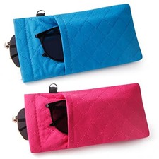 Double Glasses Cases Soft Eyeglass Case For Women Men Squeeze Hot Pink, Blue