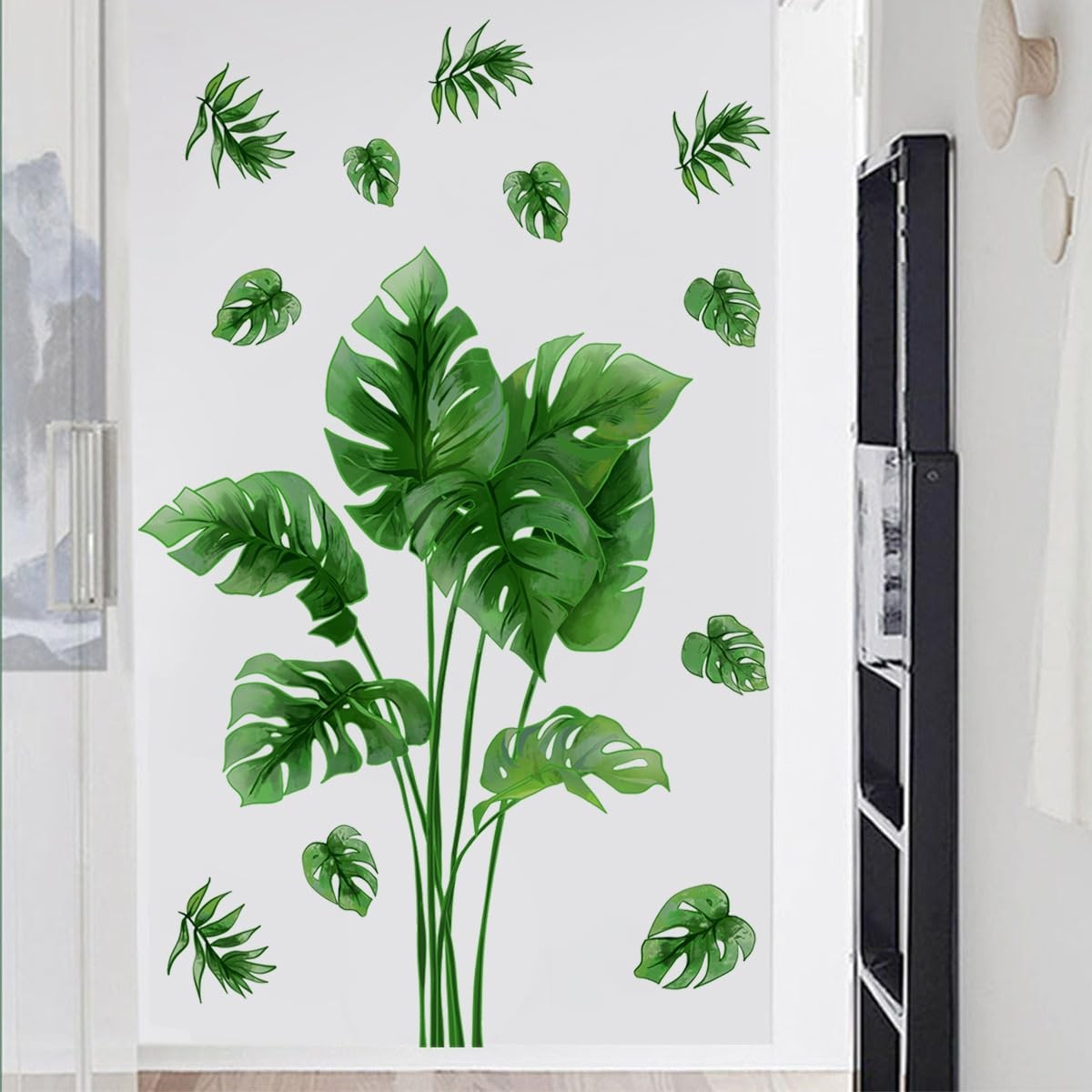 Autocollant mural plantes vertes vinyle mat stickers muraux feuilles de palmier