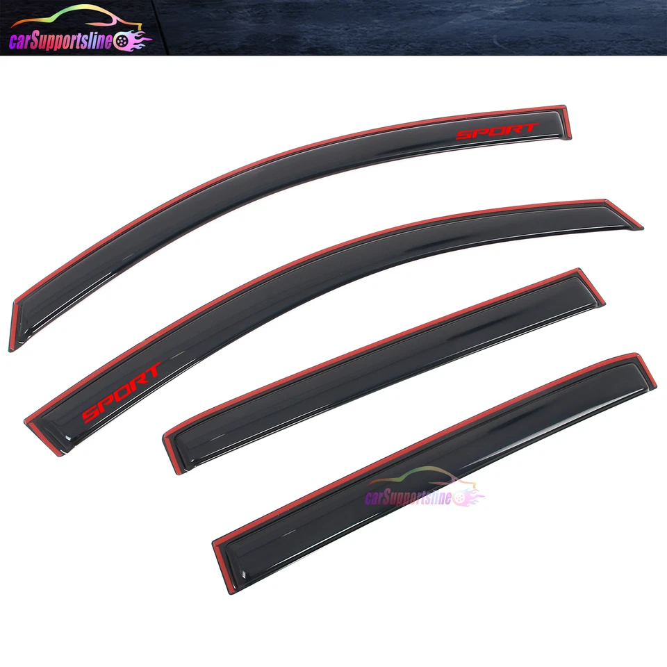 For 16-24 Nissan Titan XD & Titan Crew Cab In-Channel Window Visor w/ Red Sport - Image 3 of 4