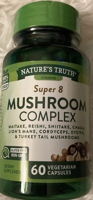 Natures Truth Super 8 Mushroom Complex 60 Vegetarian Capsules EXP 03/27