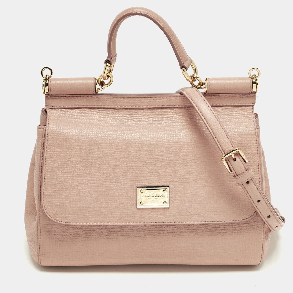 Dolce Gabbana Miss Sicily Medium Pink Leather Top Handle Bag | eBay
