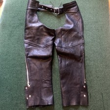 Vintage Natel Black Leather Motorcycle Apparel Chaps Men’s Size XXL USA Made