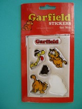 Vintage 1980's GARFIELD Puffy Vinyl Stickers 1 Partial Sheet - Free Shipping