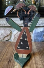 Vintage Black Folk Art Woman And Watermelon Figurine