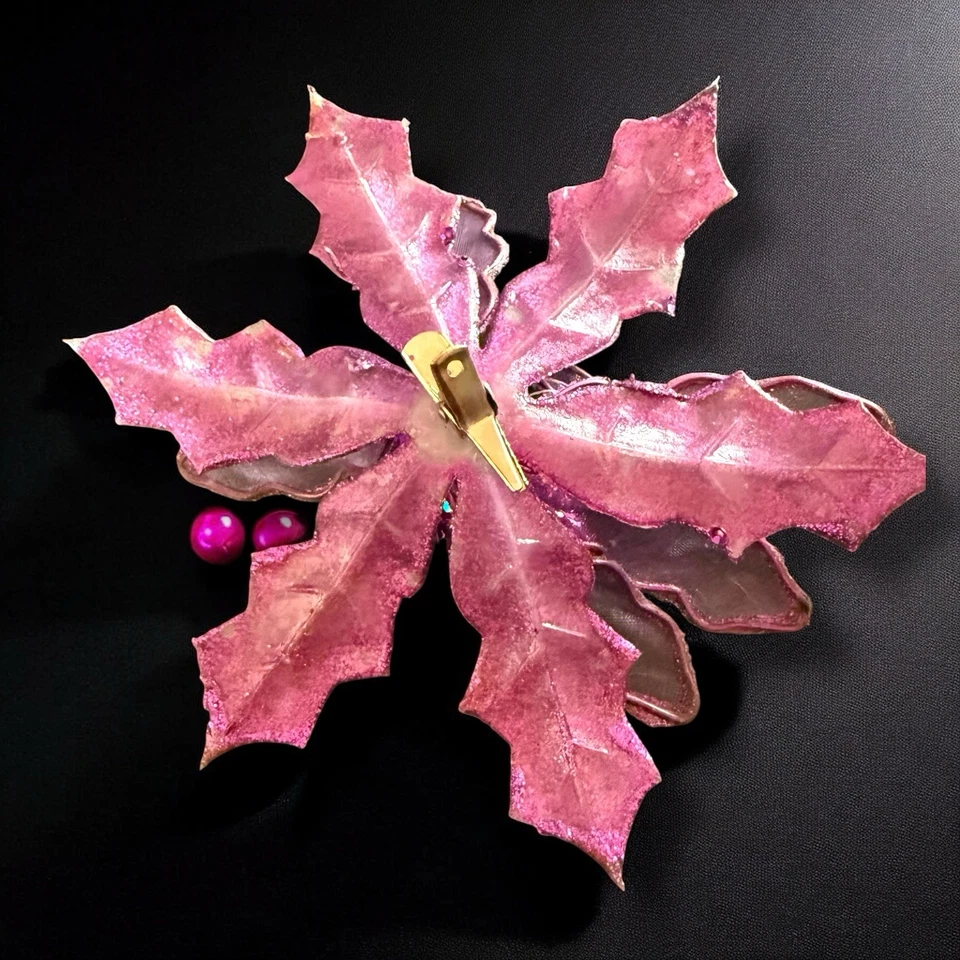 Clip de pelo Fascinator de flores rosa brillo decoración de diamantes de imitación vintage Foto 2 de 4