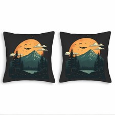 Set of 2 Throw Pillow Covers 18x18in - Serene Mountain Landscape Design