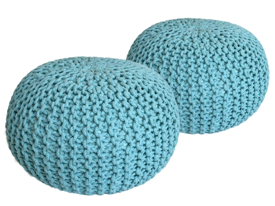 Strickhocker 2er Set Pouf Sitzpouf Sitzpuff Pouf Bodenkissen Ø 55cm - Bild 4 von 4