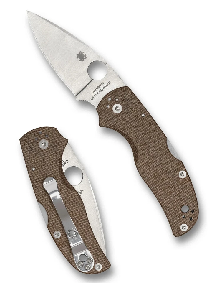 Spyderco Native 5 Brown Canvas Micarta CPM Cru-Wear 2.95" Folding Pocket Knife - Image 2 of 4