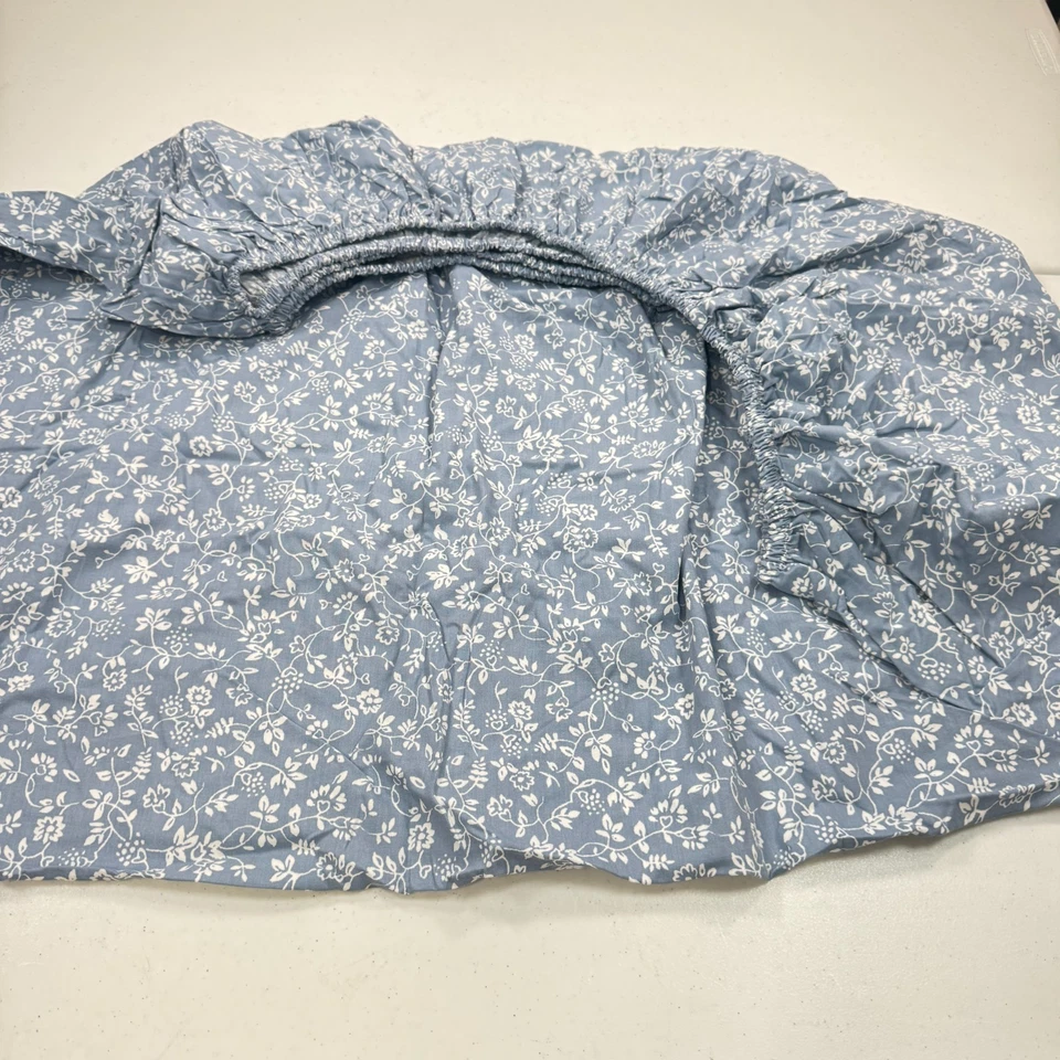 mainstays twin fitted sheet blue floral all over vines cotton blend traditional - Image 2 of 4