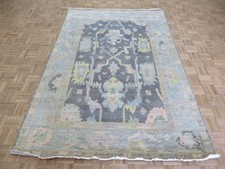 6 x 9 Hand Knotted Charcoal Black Oushak Oriental Rug G16615