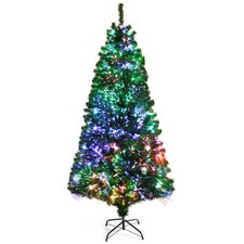 7FT Pre-lit Fiber Optic PVC Artificial Christmas Tree with 820 Branch Tips