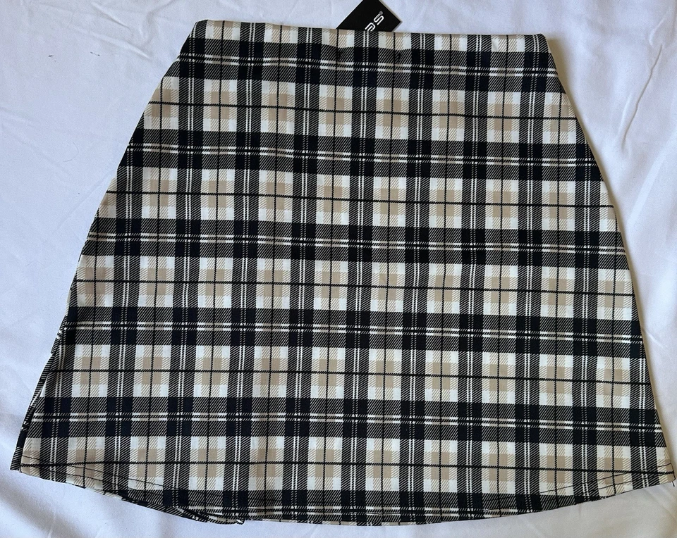 SELECT Check Button Side Mini Skirt Pale Sand, Size 10, BNWT, RRP £14.99 - Image 3 of 4