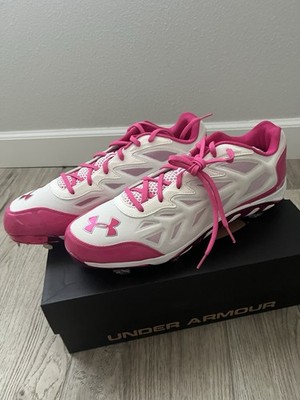 UNDER ARMOUR Sz 15 Metal Baseball Cleats pink  White Spine Authentic Collection Under Armour Pink Baseball & Softball Shoes & Cleats for Men  main image 3