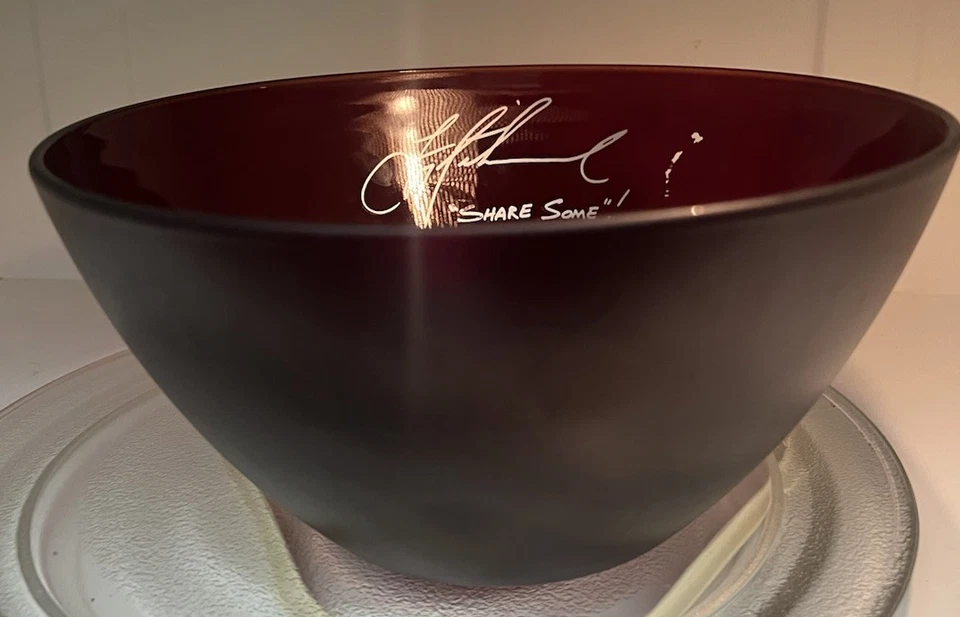 Dale & Thomas Glass Popcorn Bowl Ltd 2008 firmado Troy Aikman & Joe Buck 9 pulgadas Foto 3 de 4