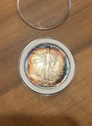 1986 American 1oz Silver Eagle AMAZING Bullseye Toning Rainbow Toned Toner