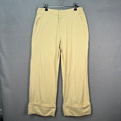 Zara Womens Size Small Yellow Wide-Leg Cotton Pants w/ Cuff