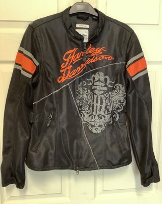 Harley Davidson Riding Gear Mesh Lined Motor Biker Womens Black Jacket S Skull