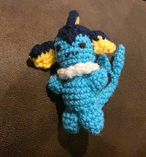Handmade Vaporeon amigurumi, a crocheted plush toy representing the Water-type