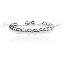 Sterling Silver Ball Bracelet Heart Tags 15.2 Grams Full Hallmark British Made