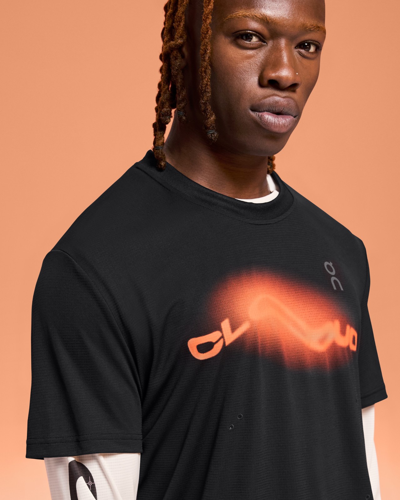 ON Cloud Running Pace-T Mens Black Orange Athletic T Shirt Sold Out