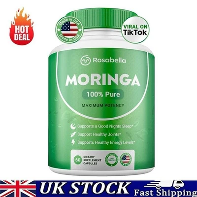 Rosabella Moringa Leaf Powder Capsules - 800mg of Pure Nutrient 60 HOT UK