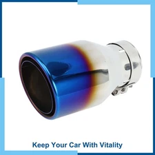 Universal 1 Set Double Wall Slant Exhaust Tip 2.5" Inlet 4.1" Outlet Silver Tone