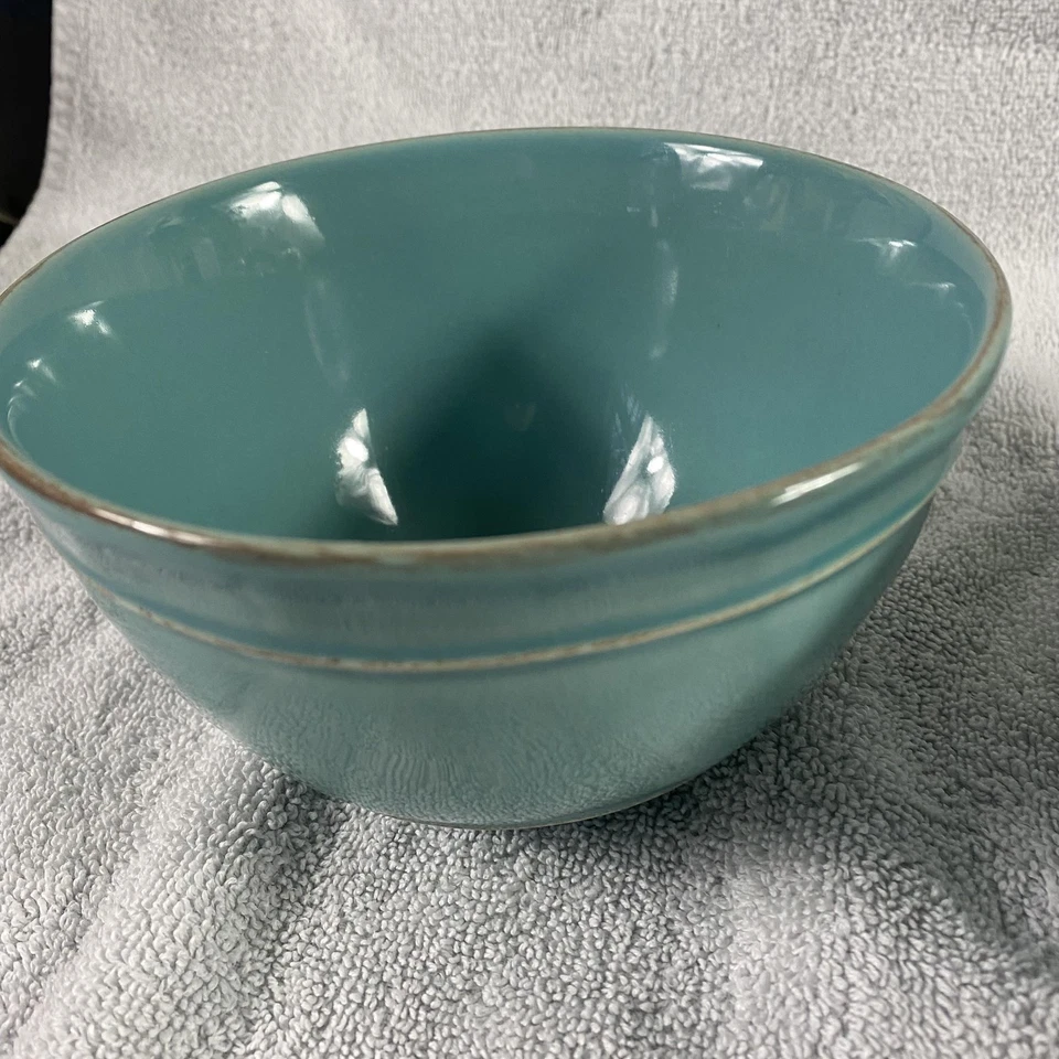 Pottery Barn Portugal Ceramic Bowls Set Of 2 Aqua Blue Soup Cereal Kitchen - Image 3 of 4