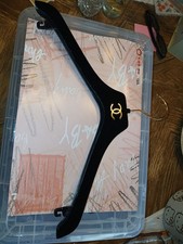 Chanel Black Velvet Padded Hanger Gold Logo Luxury Closet Display Authentic