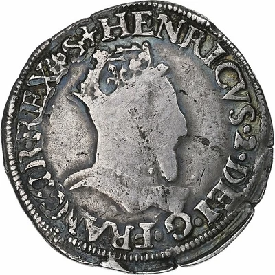 France, Henri II, 1/2 teston à la tête couronnée, 1555, Bayonne, Argent, TB - Photo 1/2