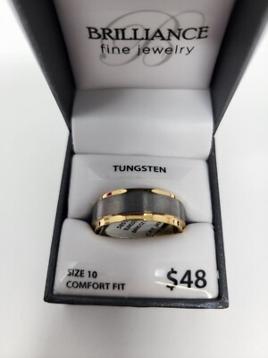 New Mens Two Tone Tungsten 8mm Wedding Band Ring Brilliance Fine Jewelry Sz 10