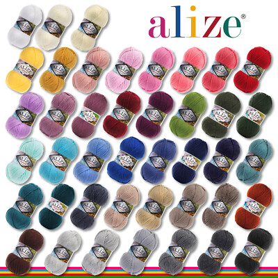Alize 5 x 100 g Burcum Klasik Klassik Wolle 100% Acryl Häkeln Stricken 39 Farben