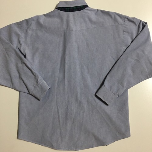 Panhandle Slim Western Shirt Mens L 16.5 Blue White Chambray Cotton Button Front - Picture 2 of 8
