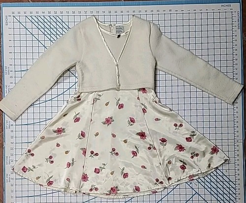 VTG Rachel's Kids Dress Girls Kids Sz 10 Swirl Skirt Roses Fit & Flare