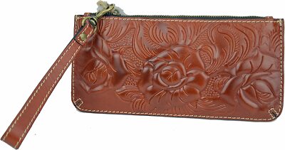 NEW Patricia Nash Tooled Florence St  Croce Wristlet Clutch Brown