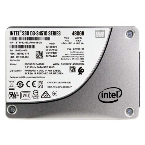 Intel D3 S4510 480GB SSD 2.5" SATA III 6Gb/s Solid State Drives SSDSC2KB480G8 - Picture 3 of 3