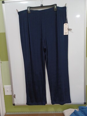 NWT French Laundry Navy Blue 2X Pull-on Straight Leg Pants Orig $32