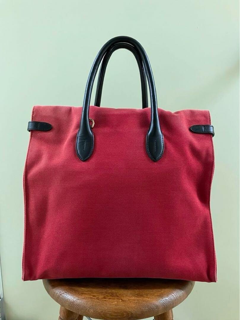 【RALPH LAUREN】RED Canvas Ricky Tote bag Ralph Lauren 2843 Ricky Canvas Tote Bag Red 12.5*14.1*5.9