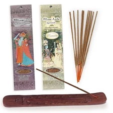 Prabhuji's Gifts Bhagavan, Rasa Lila Hand-Rolled Incense Sticks - 2 packs of 10