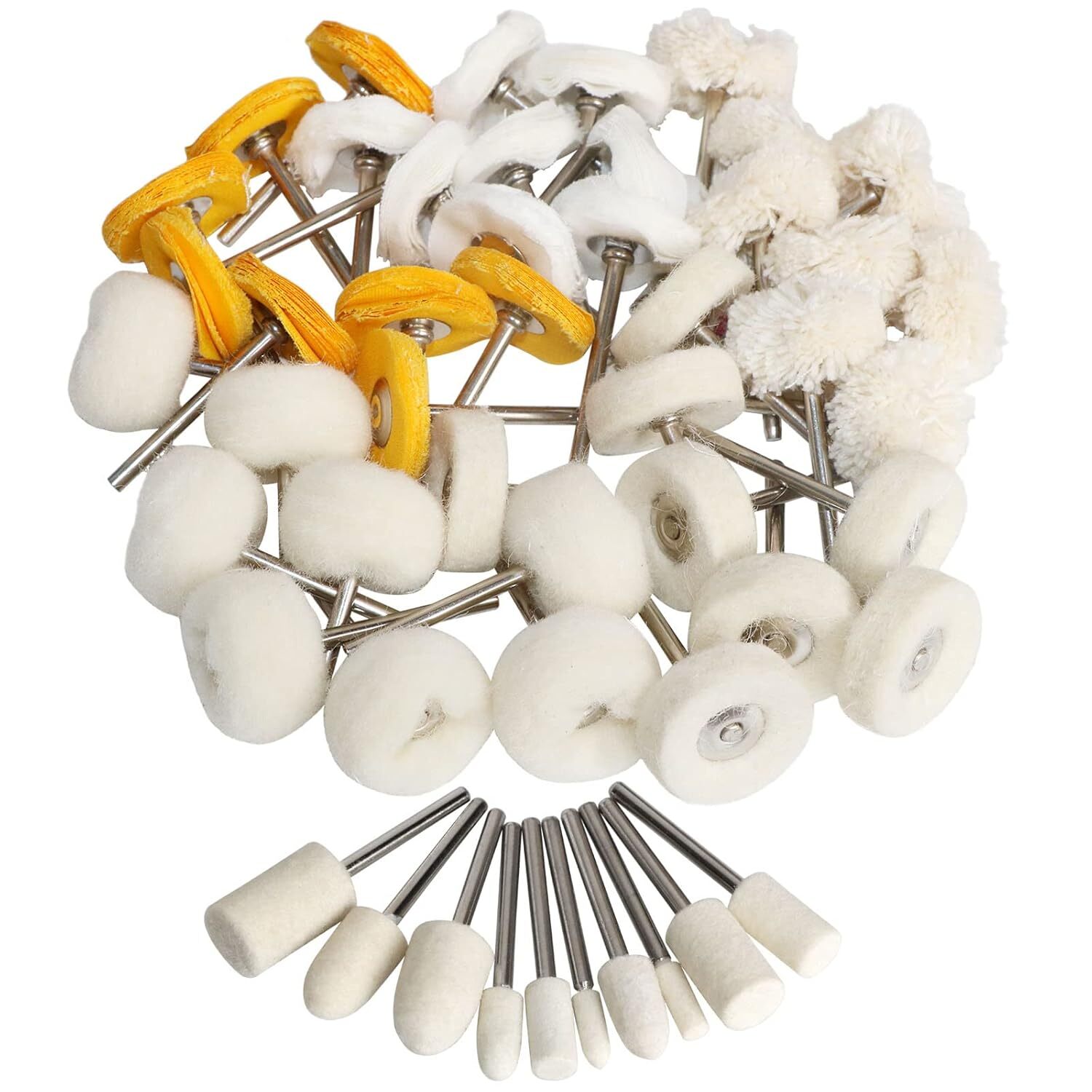 1Inch Polishing Buffing Wheel Set,Wool Felt Cotton Mounted 3mm Shank for...