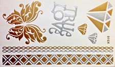 Flash Temporary Tattoo Gold Silver 7 Pieces Bracelet Foot Neck Chain Body K16