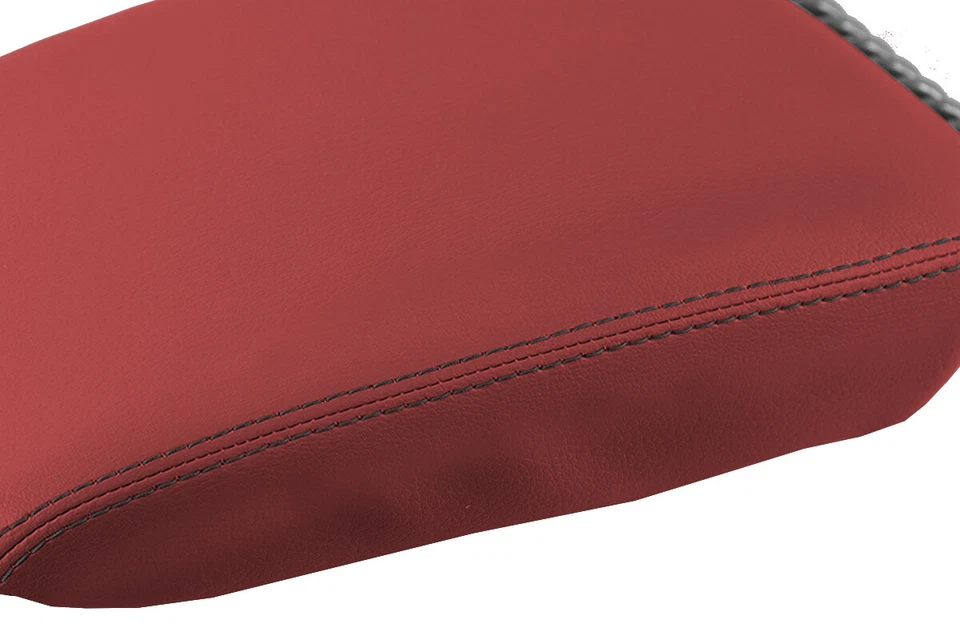 Se adapta a Volkswagen EOS 2007-2015 tapa de consola de PVC cubierta roja puntada negra Foto 3 de 4