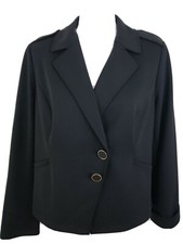 Chico's Woman Sz 1 8/10 Black Jacket Blazer Casual Fully Lined 2 Button-Front