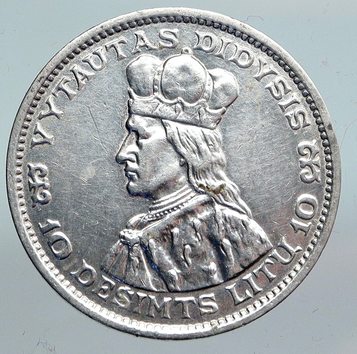 1936 LITHUANIA VYTAUTAS the GREAT Vintage Silver 10 Litai