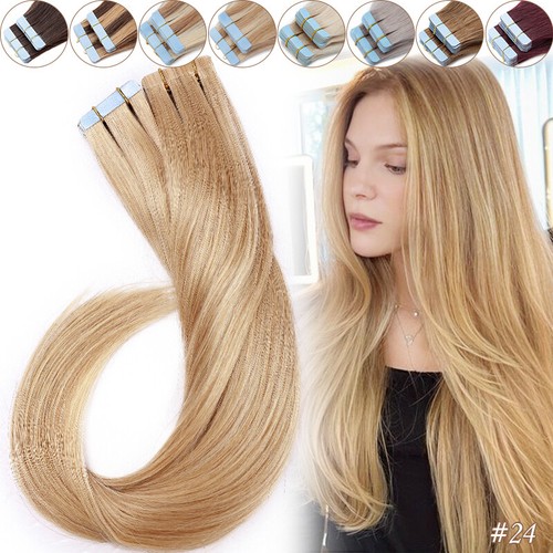 40pcs 100g Thick Russian Remy Tape In Human Hair Extensions Invisible Skin Weft - Picture 30 of 73