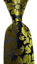 New Classic Floral Black Gold JACQUARD WOVEN Silk Men's Tie Necktie