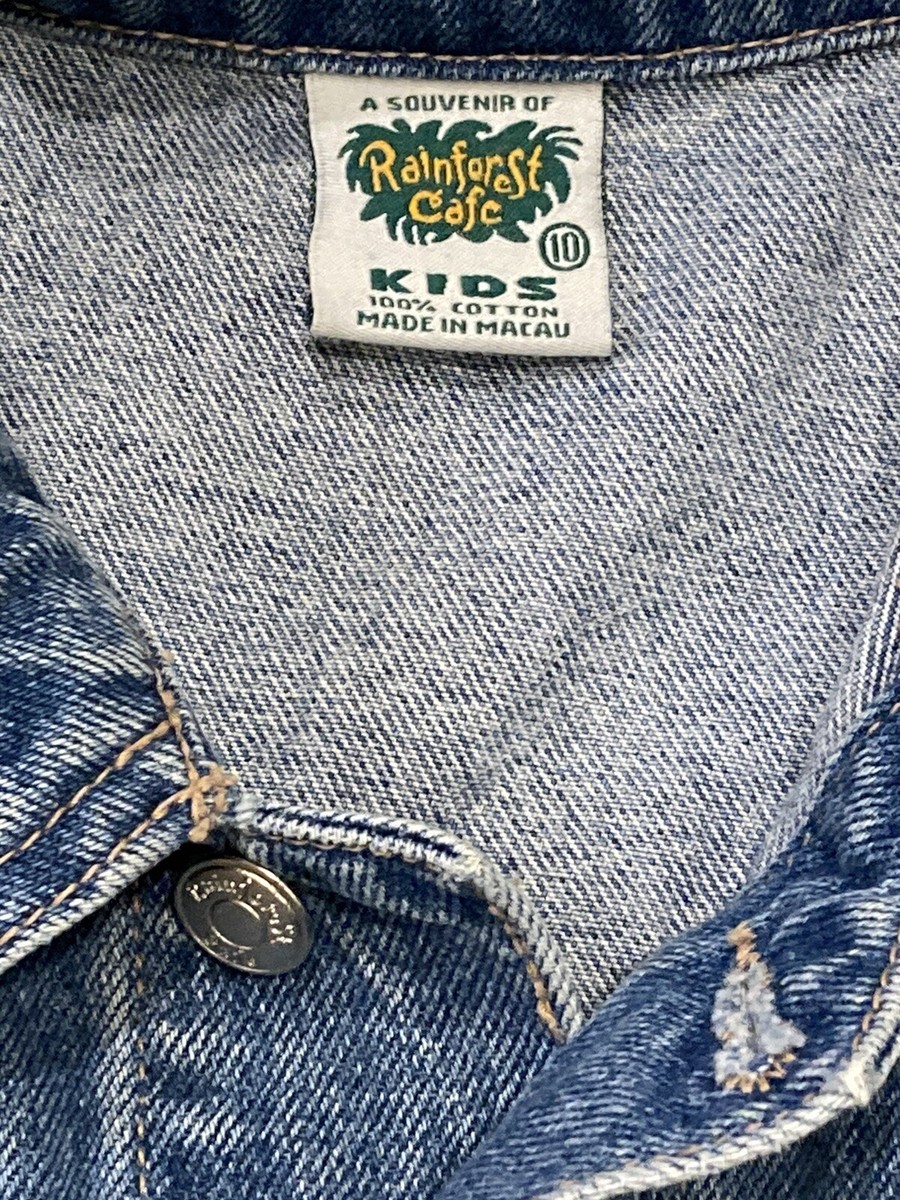 Vintage Las Vegas Rainforest Cafe Youth Denim Jacket Sz 10